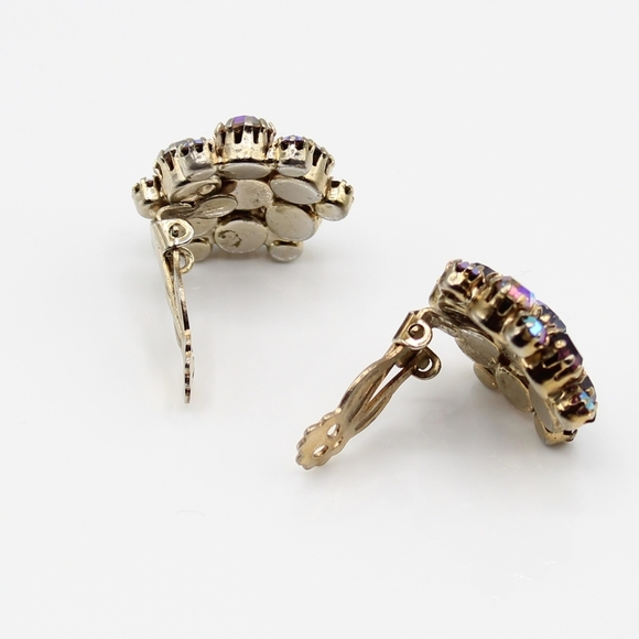 Vintage rhinestone clip earrings - Picture 4 of 7